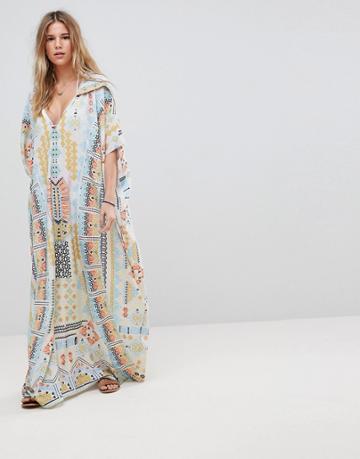 Island Stories Hooded Beach Caftan - Multi