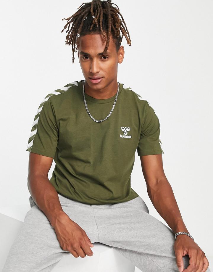 Hummel Classic Chevron Tee In Olive-green