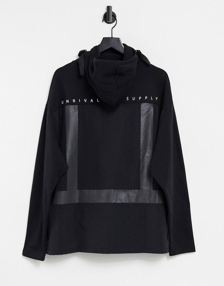 Asos Unrvlld Spply Oversized Hoodie With Reflective Panelling & Tape In Black