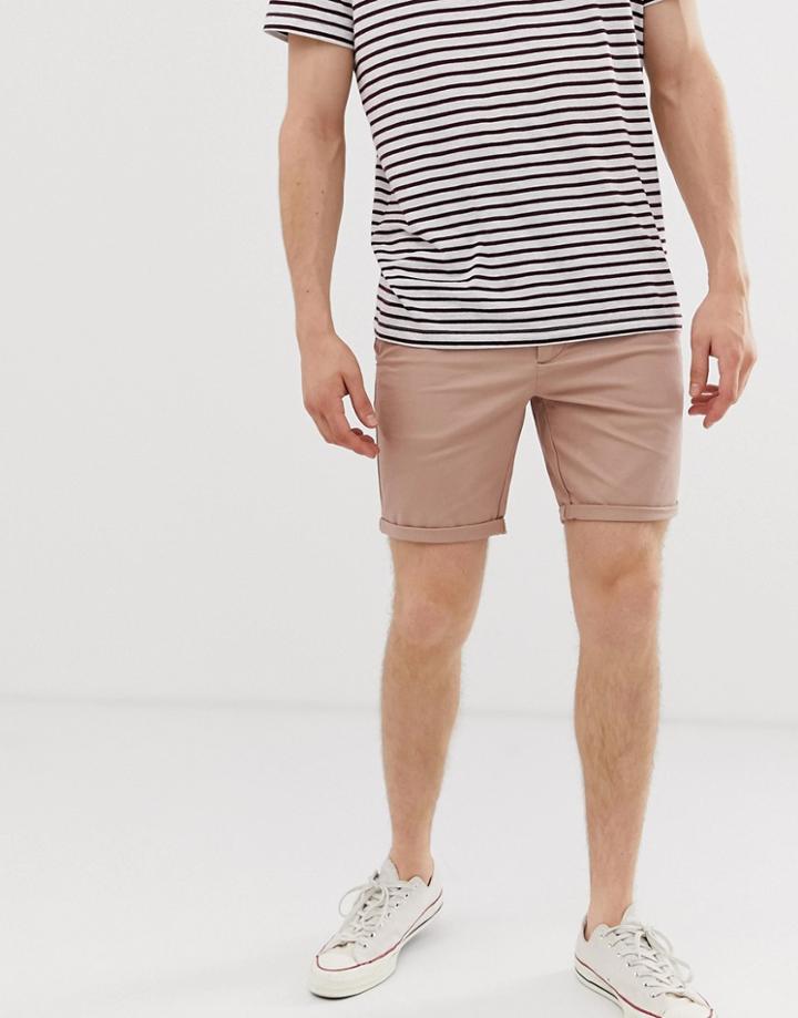 River Island Skinny Fit Chino Shorts In Pink - Pink