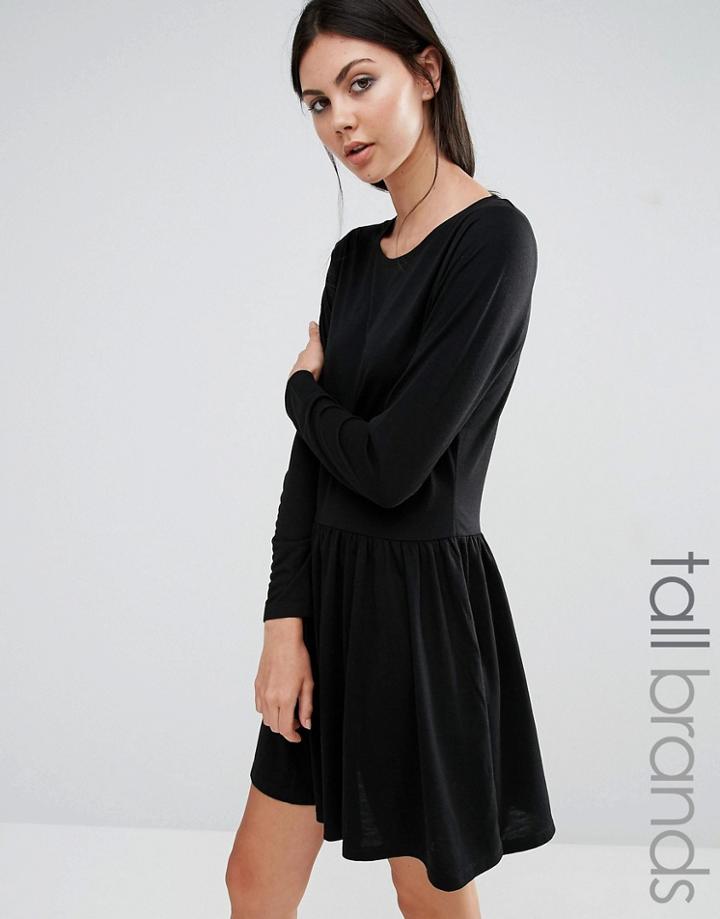 Brave Soul Tall Jersey Skater Dress - Black