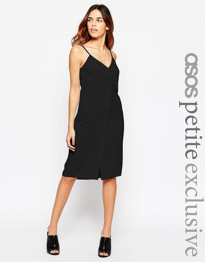 Asos Petite Cami Midi Dress With Button Front - Black $26.00