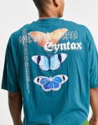 Asos Design Oversized T-shirt In Teal With Photographic Butterfly Back Print-blues