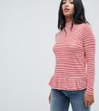 Noisy May Petite Mallory High Neck Stripe Top - Blue