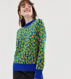 Monki Knitted Sweater In Leopard Print Color Block - Multi