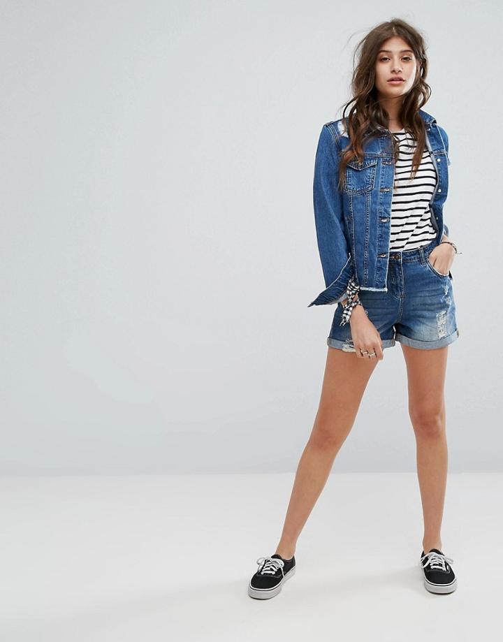 Gandys Navy Distressed Heritage Denim Shorts - Blue