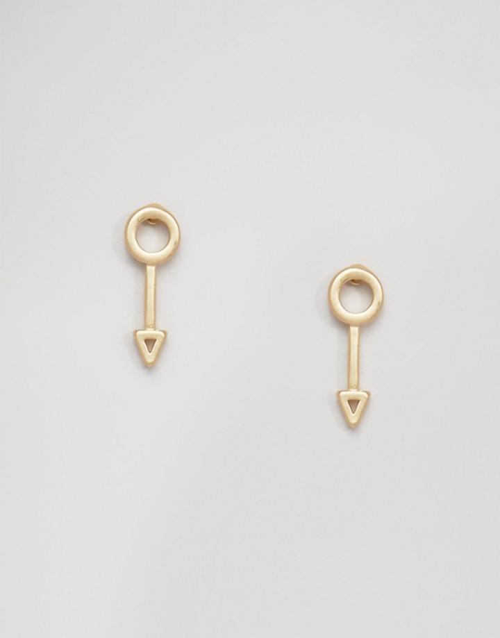 Nylon Arrow Drop Stud Earrings - Gold