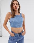 Weekday Denim Crop Top In Blue