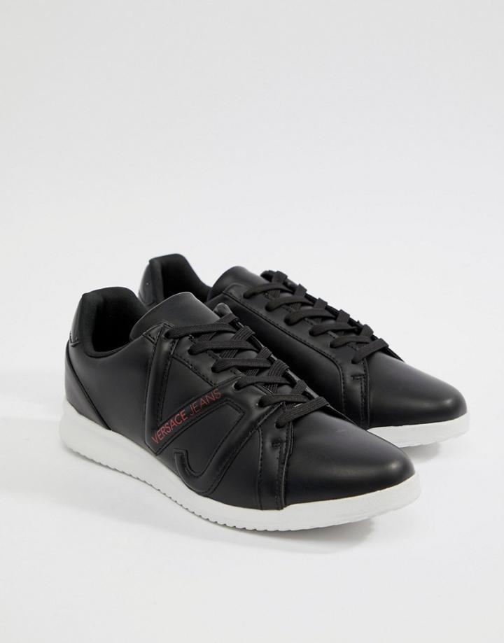 Versace Jeans Logo Runner Sneakers In Black - Black