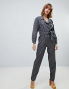 Mango Check Jumpsuit - Gray