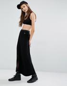 First Base Jersey Split Maxi Skirt - Black