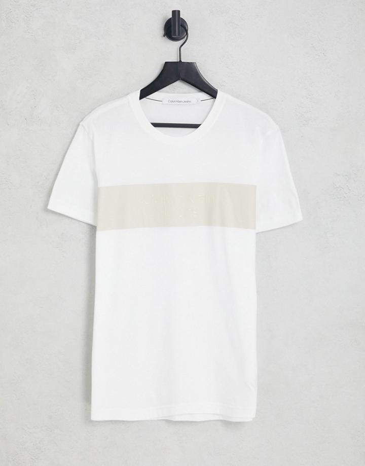 Calvin Klein Jeans Tonal Color Block Boxy Fit T-shirt In White