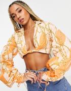 Asos Luxe Cropped Twist Shirt In Chain Print-multi
