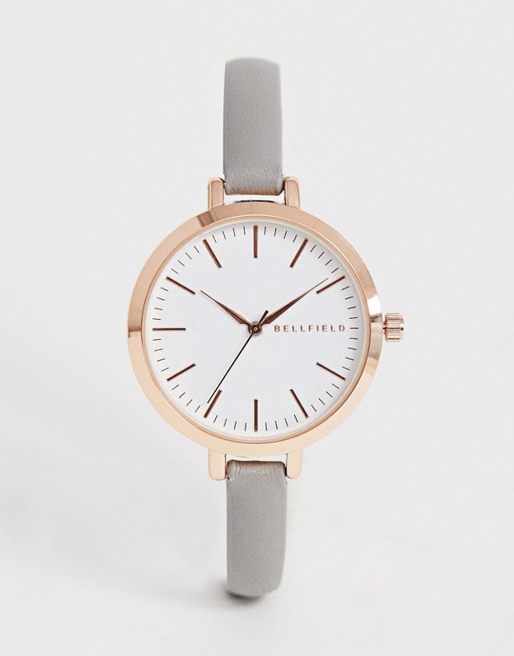 Bellfield Ladies Skinny Strap Watch With Gray Strap