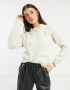 Vero Moda Longline Sweater With Shoulder Detail In Cream-white