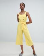 New Look Button Through Jumpsuit - Yellow