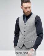 Heart & Dagger Super Skinny Vest In Dogstooth Tweed - Gray