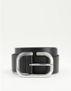 Asos Design Leather Cutwork Square Waist And Hip Belt In Black