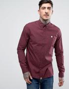 Pretty Green Shirt With Polka Dot In Slim Fit Burgundy - Red