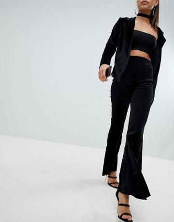 Lasula Flared Velvet Pants - Black