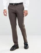 Noose & Monkey Skinny Pants In Flannel With Turn Up - Brown