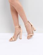Missguided Block Heeled Barely There Sandal - Beige