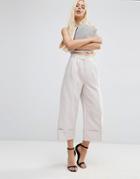Asos High Waist Culottes With Deep Turn Up - Silver