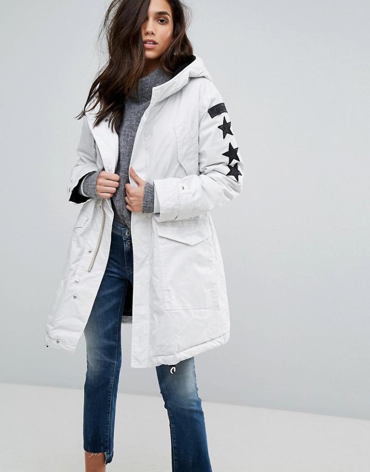 Replay Parka Coat - White