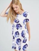 Vero Moda Super Easy Skater Dress In Floral Print - Indigo Flower