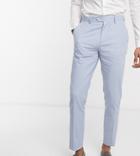Gianni Feraud Wedding Tall Linen Slim Fit Suit Pants-blues