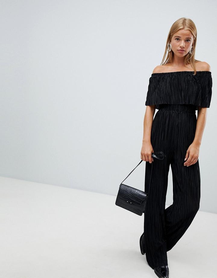 New Look Plisse Jumpsuit - Black