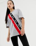 Ivy Park Asymmetric Tape Logo T-shirt In Gray - Gray