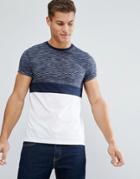 Asos T-shirt With Roll Sleeve In Inject Color Block In Navy - Navy