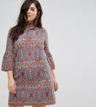 Lovedrobe Contrast High Neck Geo Lace Shift Dress - Multi
