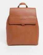 Claudia Canova Unlined Flapover Backpack In Tan-brown