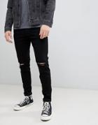 Hollister Destroy Super Skinny Jeans In Black - Black