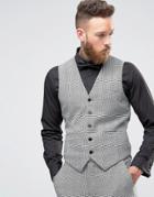 Asos Skinny Suit Vest In Houndstooth - Multi