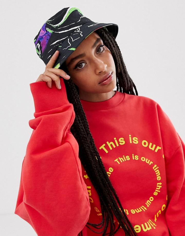 Asos Design 80s Print Bucket Hat-multi