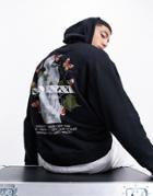 Asos Design Organic Blend Oversized Hoodie In Black With Photographic Statue Back Print