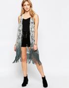 Hazel Ombre Lace Racer Back Vest - Charcoal