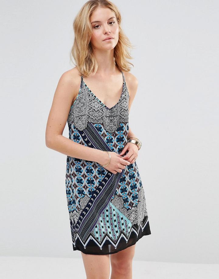 Style London Cami Dress In Kaleidoscope Print - Blue