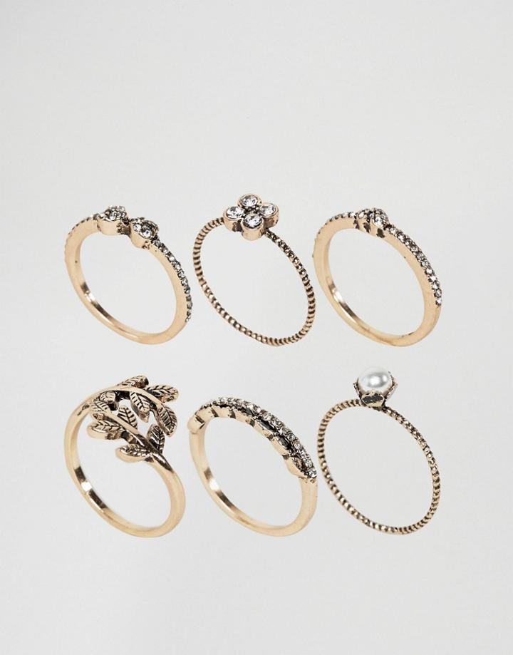 Aldo Jewelled Stacking Rings - Gold