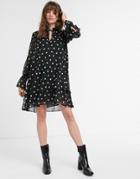 & Other Stories Polka Dot Mini Smock Dress In Black-beige