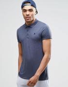 Asos Muscle Jersey Polo With Roll Sleeve In Navy - Navy
