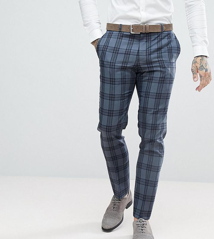 Heart & Dagger Slim Suit Pants In Check - Gray