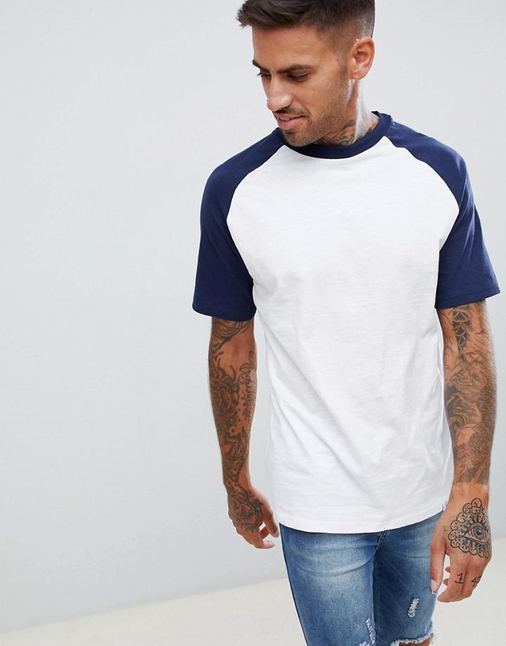 Pull & Bear Join Life Raglan T-shirt In Navy - Navy