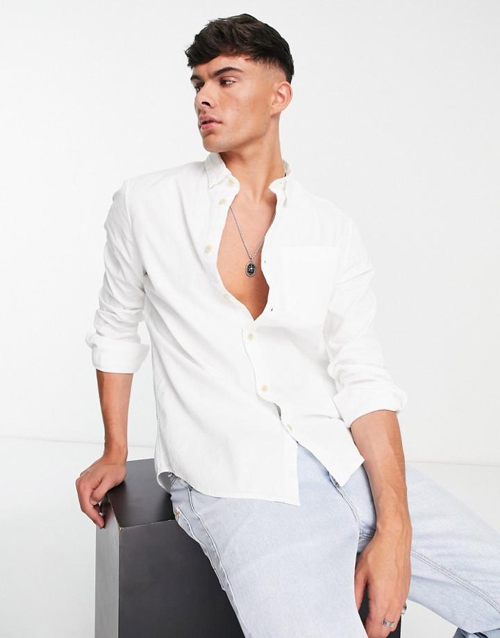 River Island 1 Pocket Stitch Shirt In White-green