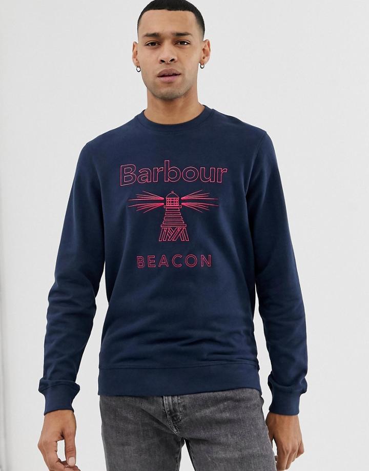Barbour Beacon Stitch Crew Neck Sweat In Navy