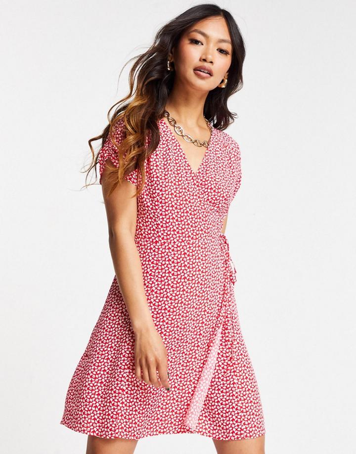 & Other Stories Ecovero Wrap Mini Dress In Red Floral