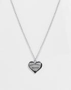 Asos Design Necklace With Return To Heaven Heart Pendant In Silver Tone
